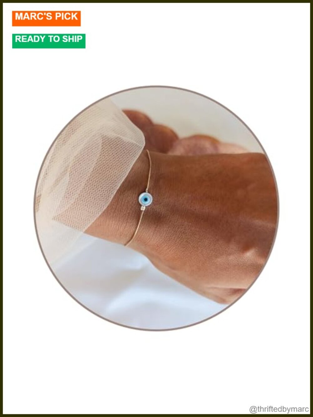 Evil Eye Charm Bracelet Handmade Gold Filled Adjustable Good Luck Jewelry